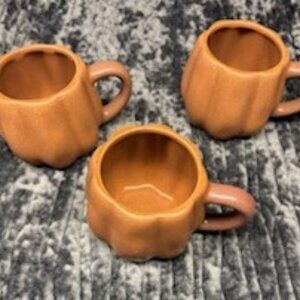 Set of Three Pumpkin Shaped Ceramic Mug
